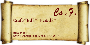 Csákó Fabó névjegykártya